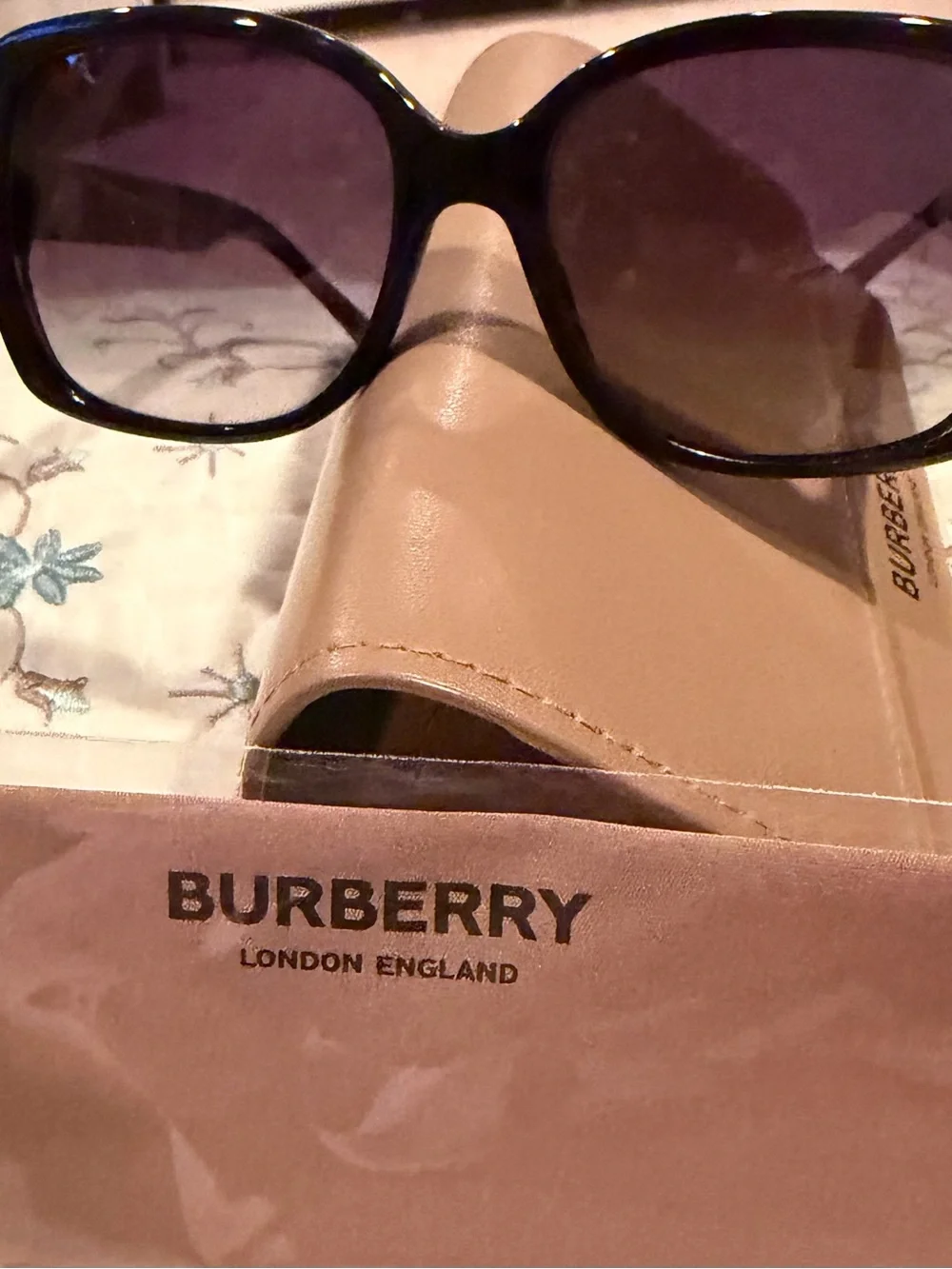 Burberry Black Frame Sunglasses with Tan Case